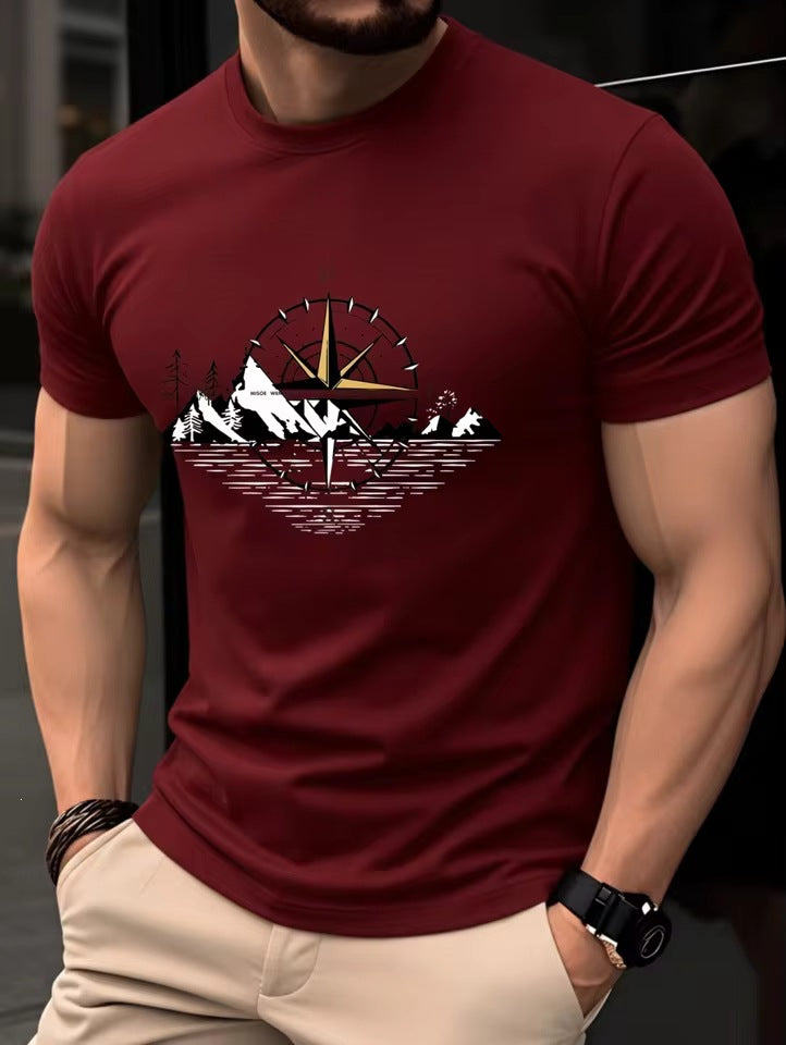 Retro-Kompass-Print-Shirt Herren