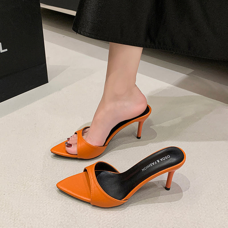 Elegante High Heel Pantoletten mit spitzer Zehe