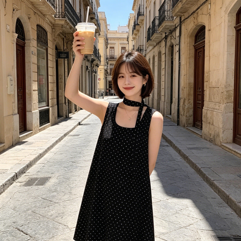 Elegantes Polka-Dot A-Linien Kleid
