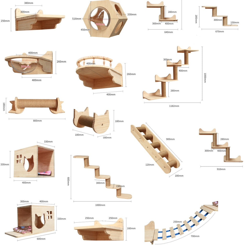 Katzen-Kletterwand aus Massivholz