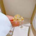 Stern Mond Ring drehbar verstellbar Gold Astra