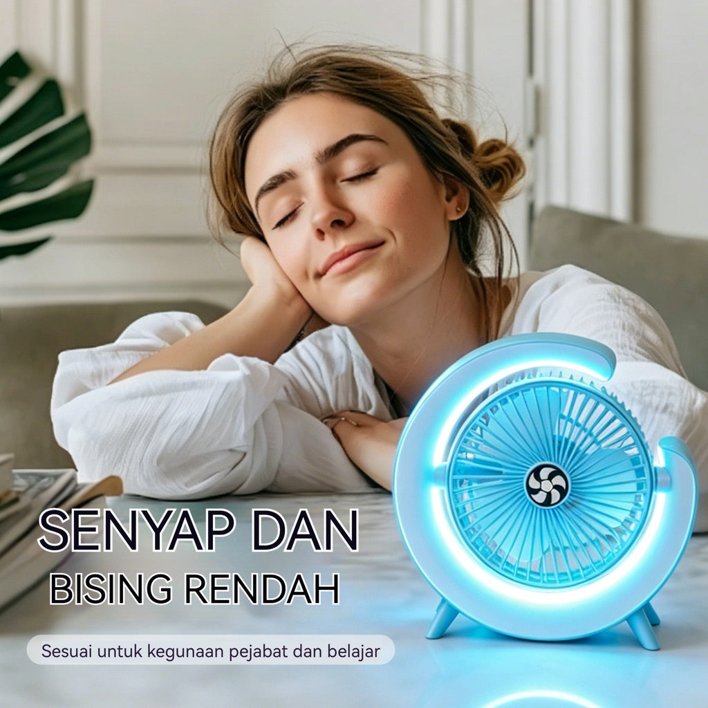 Blauer Lampen-Ventilator (Akku) – Ansicht 4