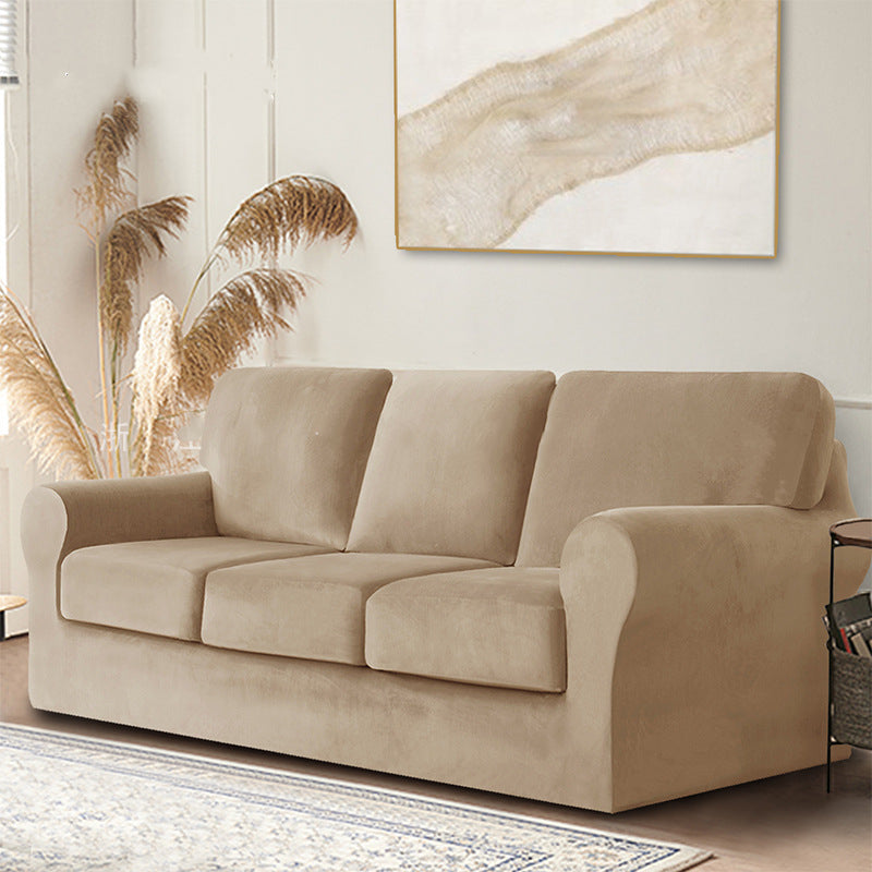 Stretch Samt Sofaüberzug "Silver Fox"
