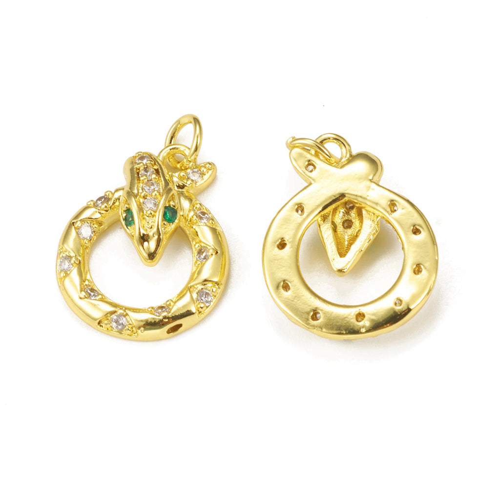 5er-Set Messing-Anhänger mit Zirkonia-Pavé