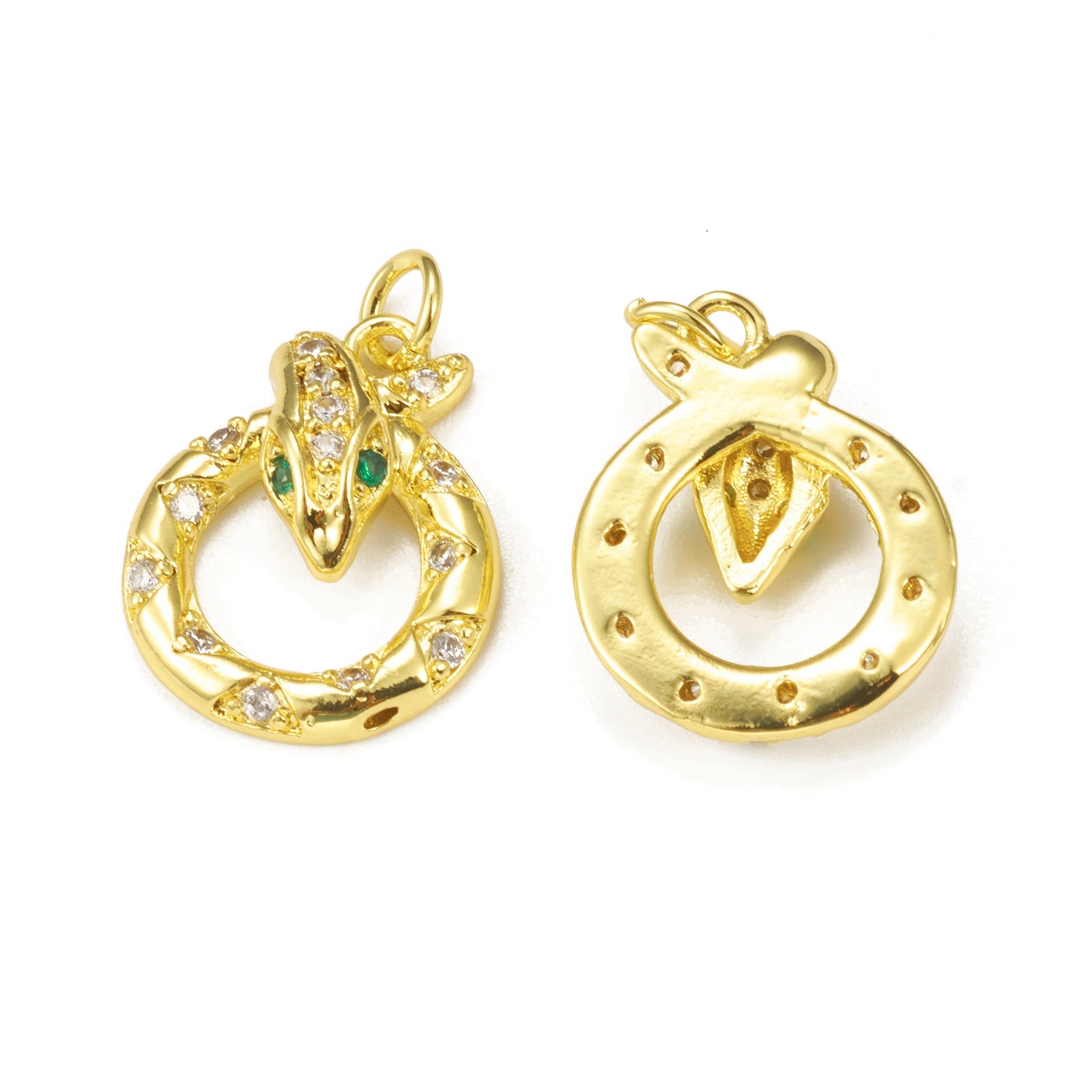 5er-Set Messing-Anhänger mit Zirkonia-Pavé