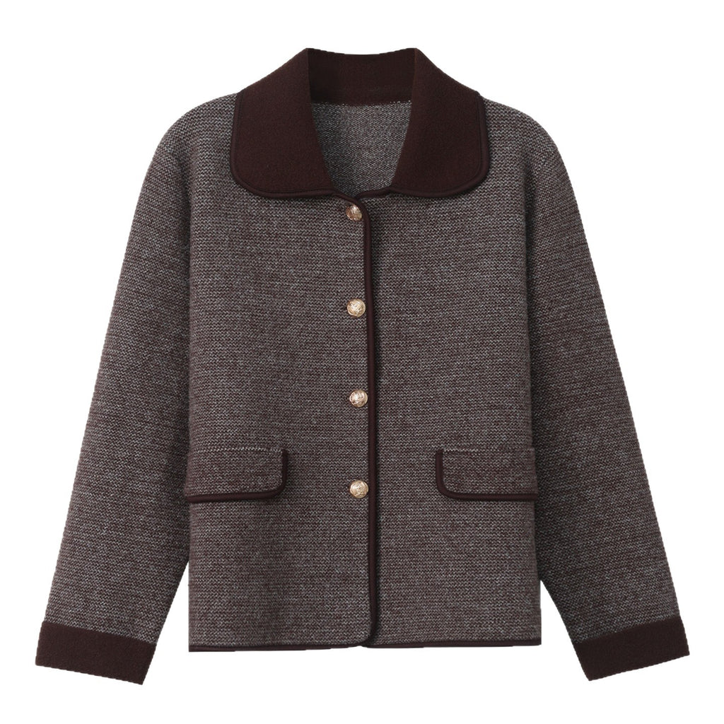 Polo-Strickpullover mit Denim-Einsatz