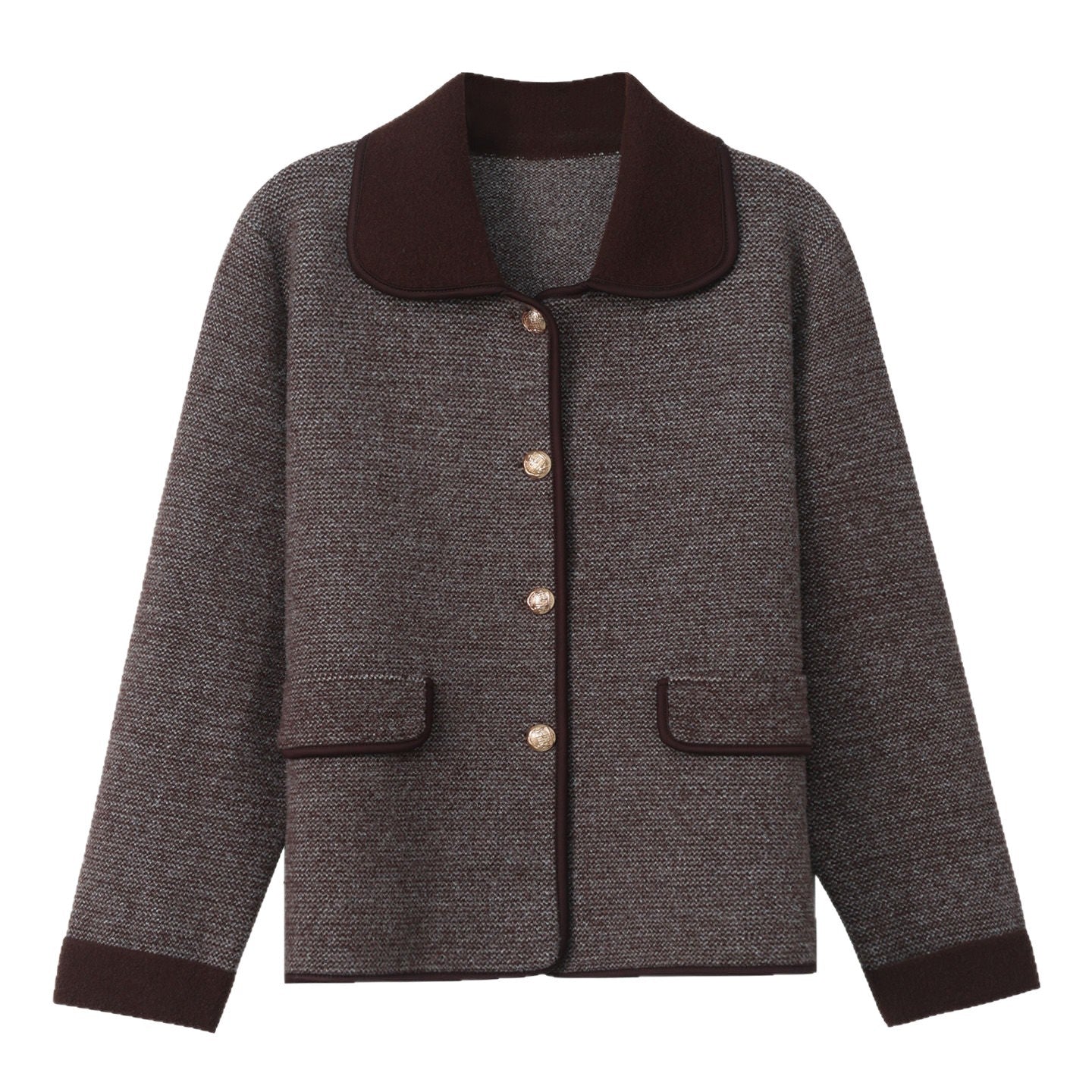 Polo-Strickpullover mit Denim-Einsatz