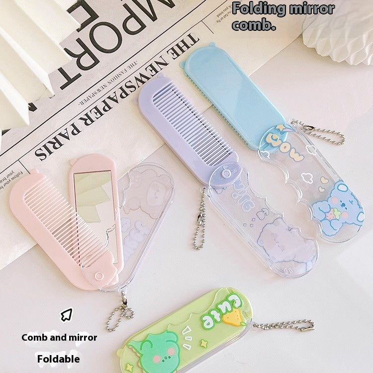 Faltbarer Mini-Spiegel mit Kamm – Bild 2 | LuxeStyle