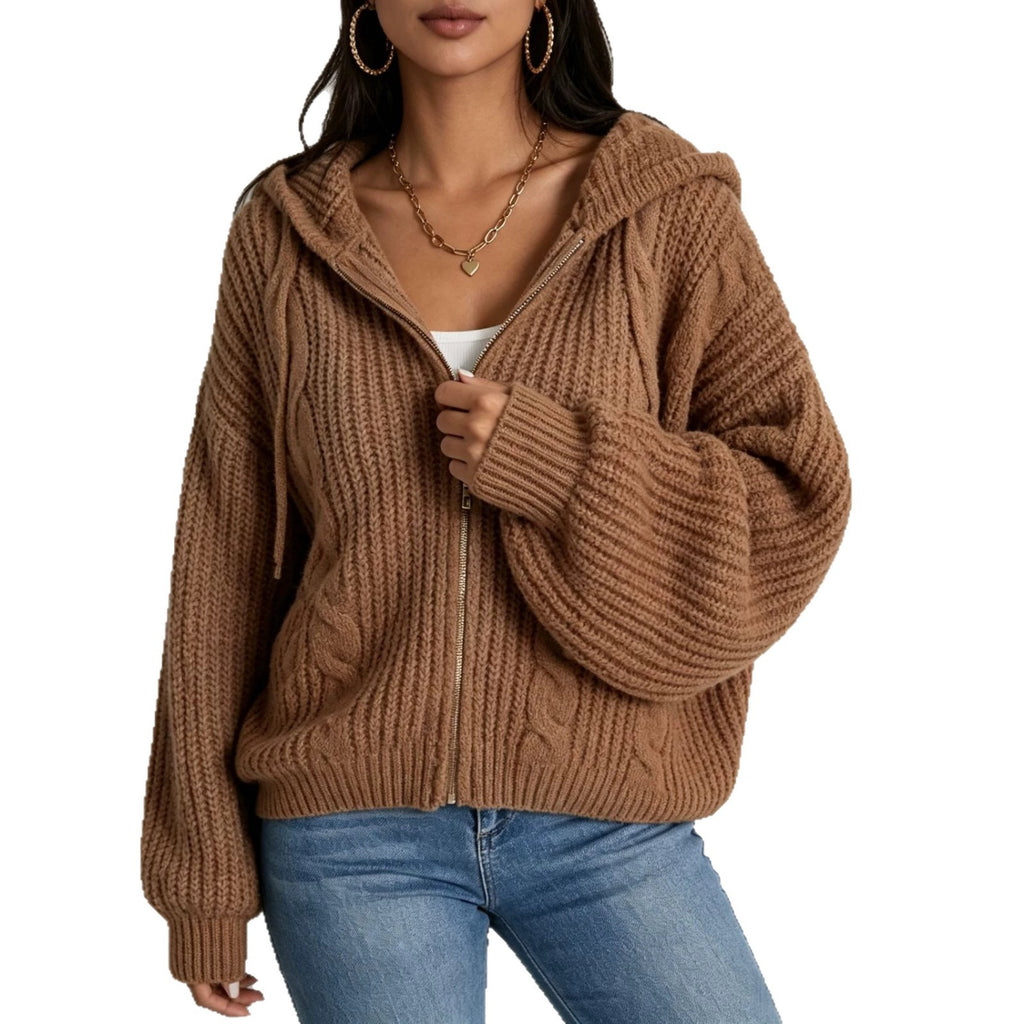 Hooded Cardigan aus Strick