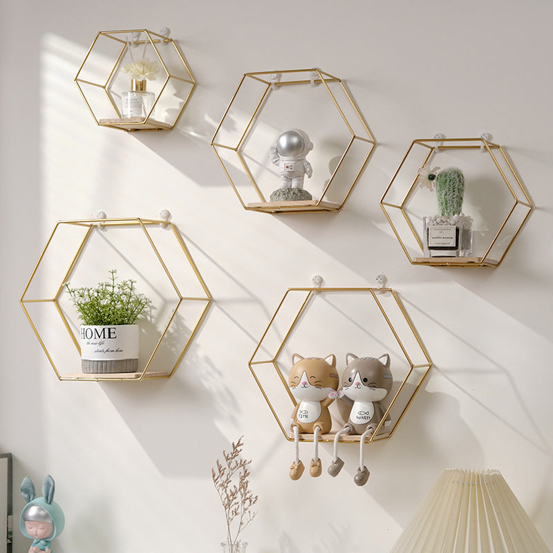 Hexagon Wandregal-Set aus Schmiedeeisen – Bild 9 | LuxeStyle