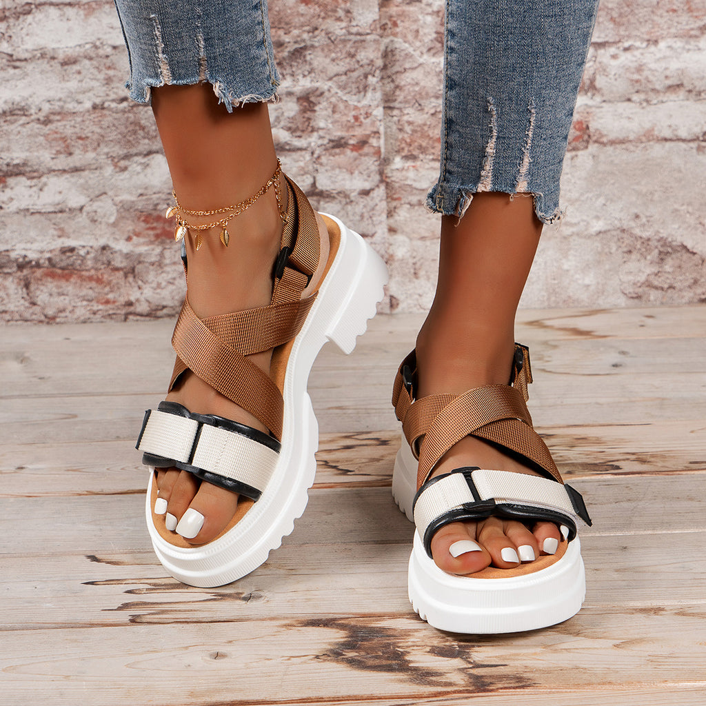 Sommer Sandalen mit dicker Sohle, Klettverschluss | LuxeStyle