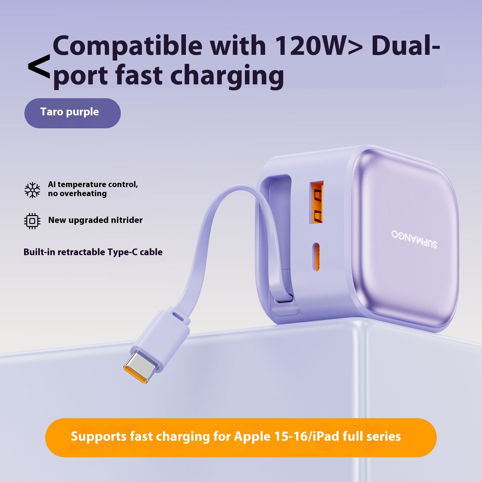 AI Temperaturkontrolle 3-Port GaN Ladegerät