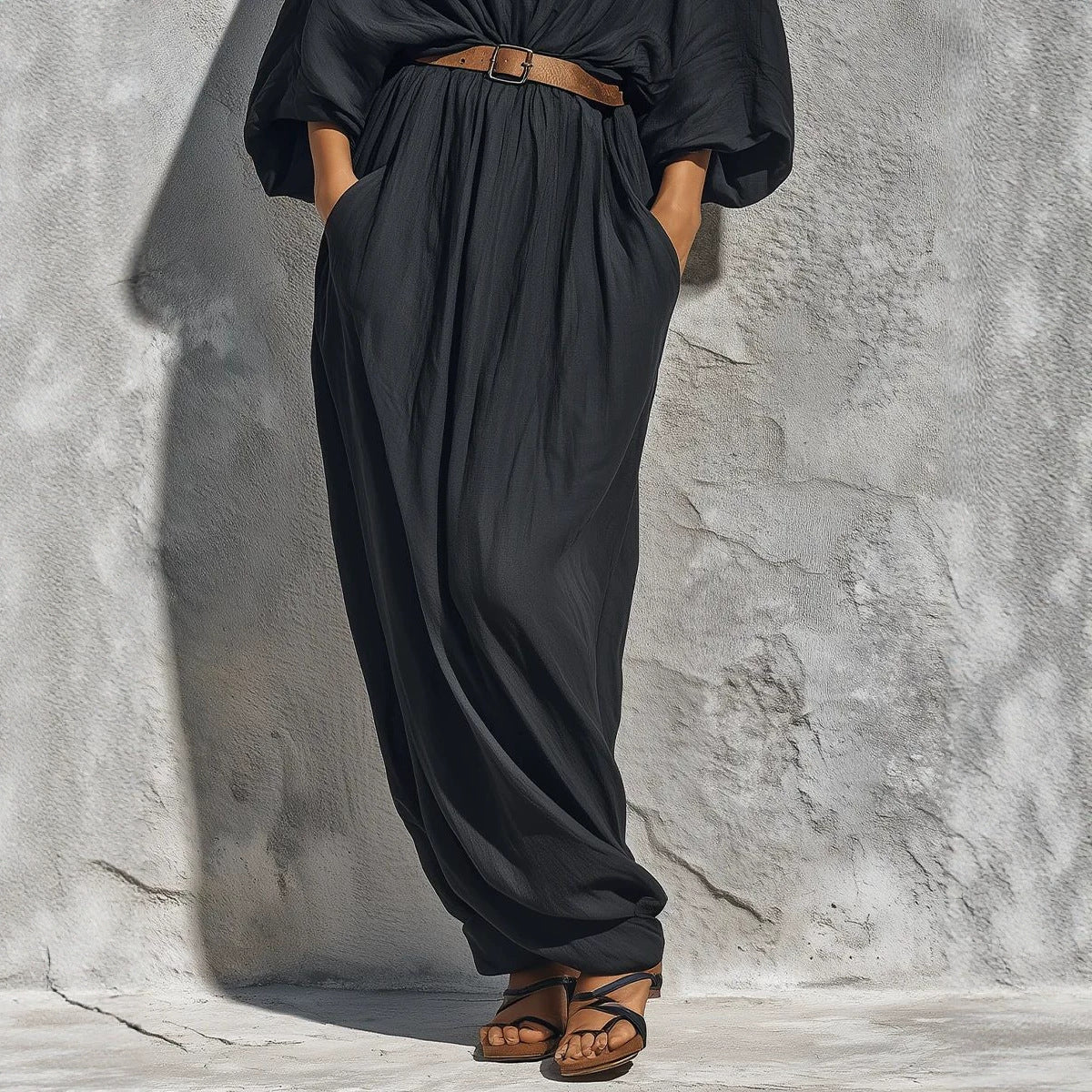 V-Ausschnitt Batwing-Ärmel Kleid – Bild 5 | LuxeStyle