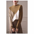 Vielseitiger Farbblock Rollkragenpullover aus Wolle