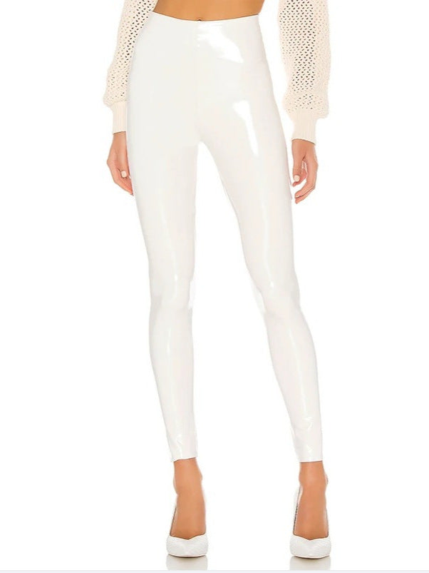 Glänzende Leggings in Leder-Optik
