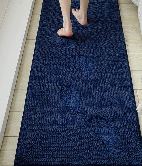 Chenille Badteppich Saphirblau