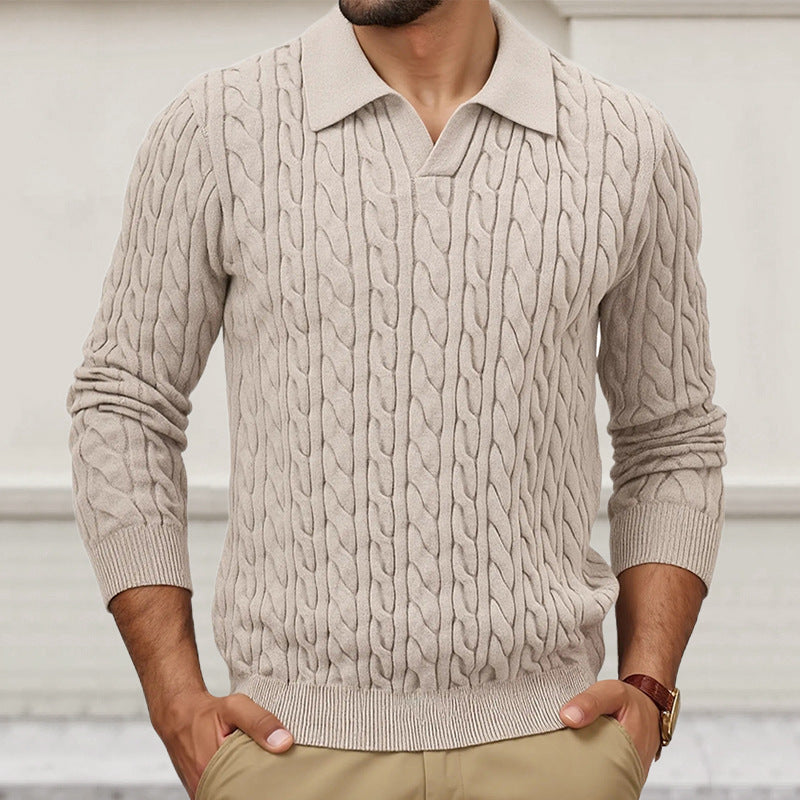 Herren Strickpullover mit Zopfmuster