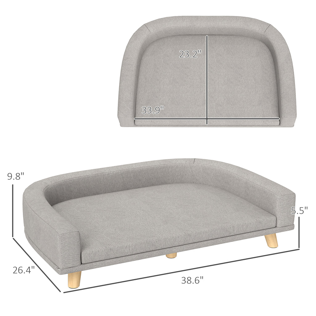 Hundesofa mit waschbarem Kissen für grosse Hunde & Katzen – Grau
