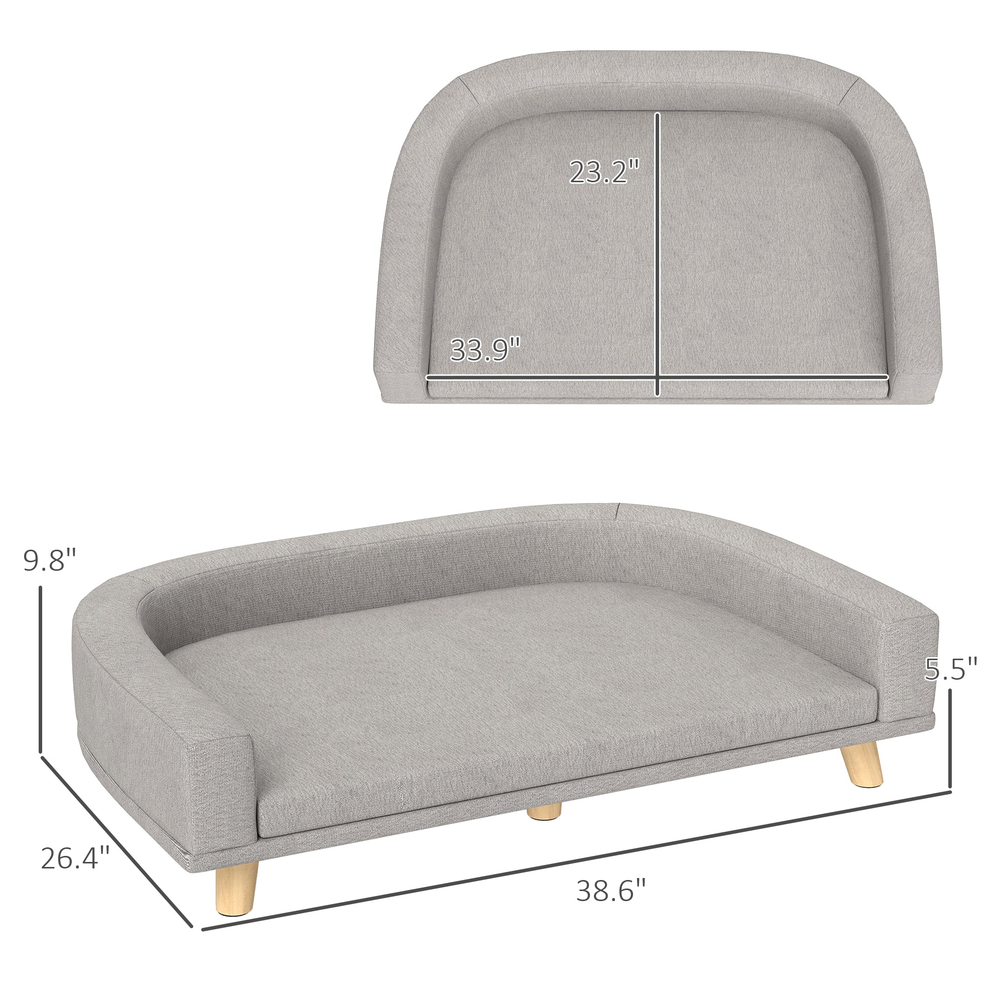 Hundesofa mit waschbarem Kissen für grosse Hunde & Katzen – Grau