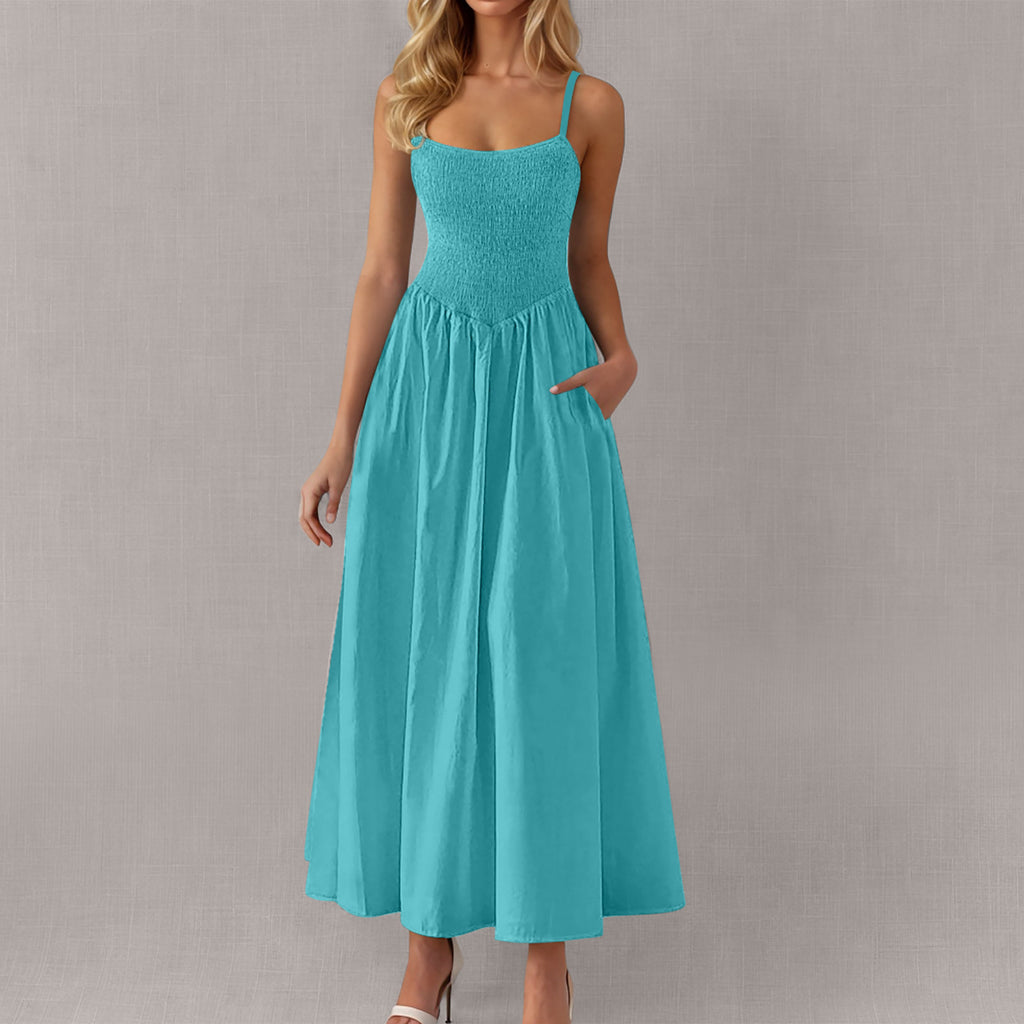 Verstellbares Rüschen-Trägerkleid mit Taschen