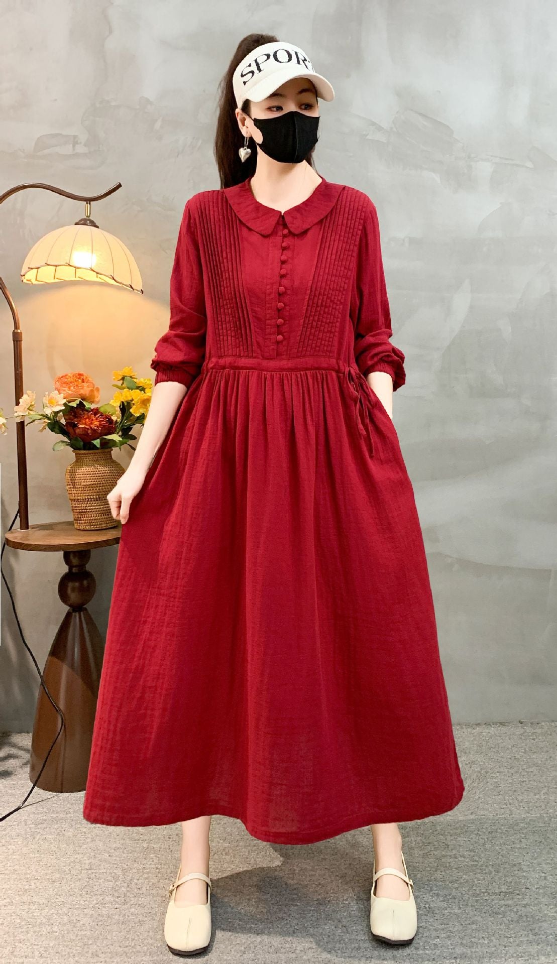Retro-Kleid mit Langarm