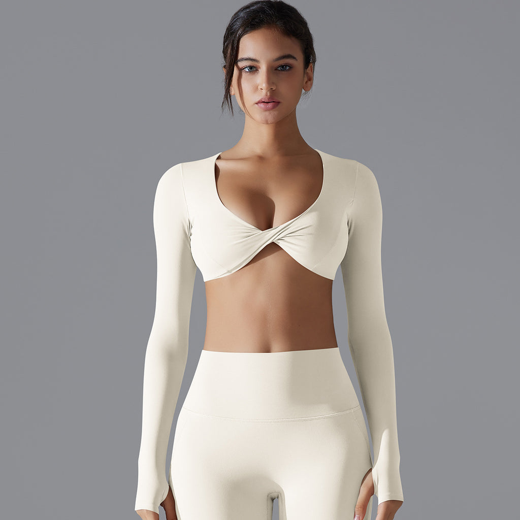 Atmungsaktives Top mit V‑Ausschnitt, schlanker Schnitt | LuxeStyle