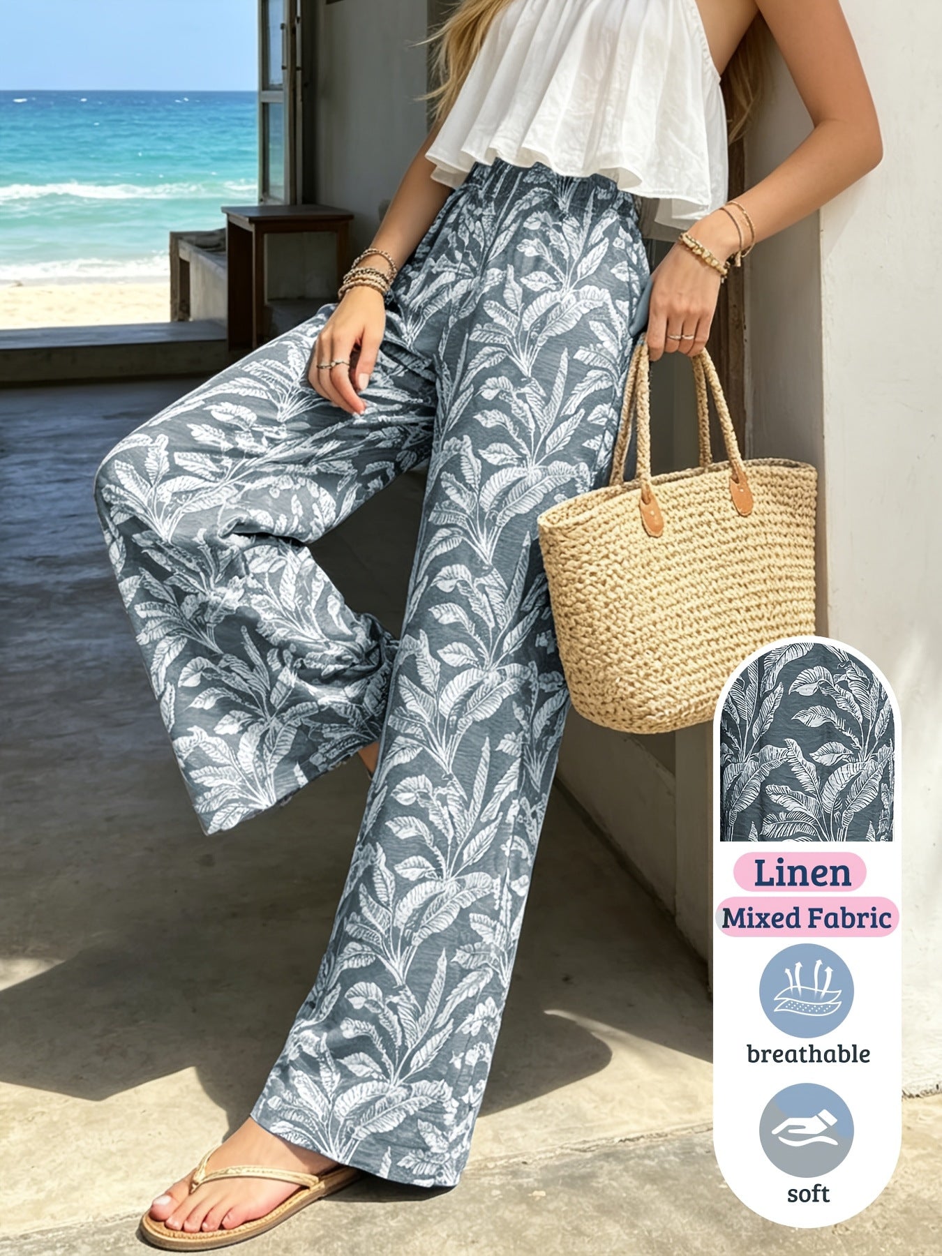 High-Waist Loose Fit Stoffhose