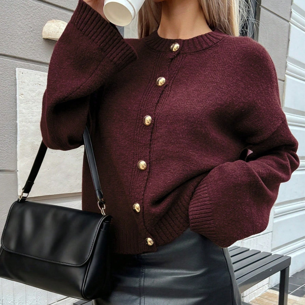 Strick-Cardigan mit Rundhals