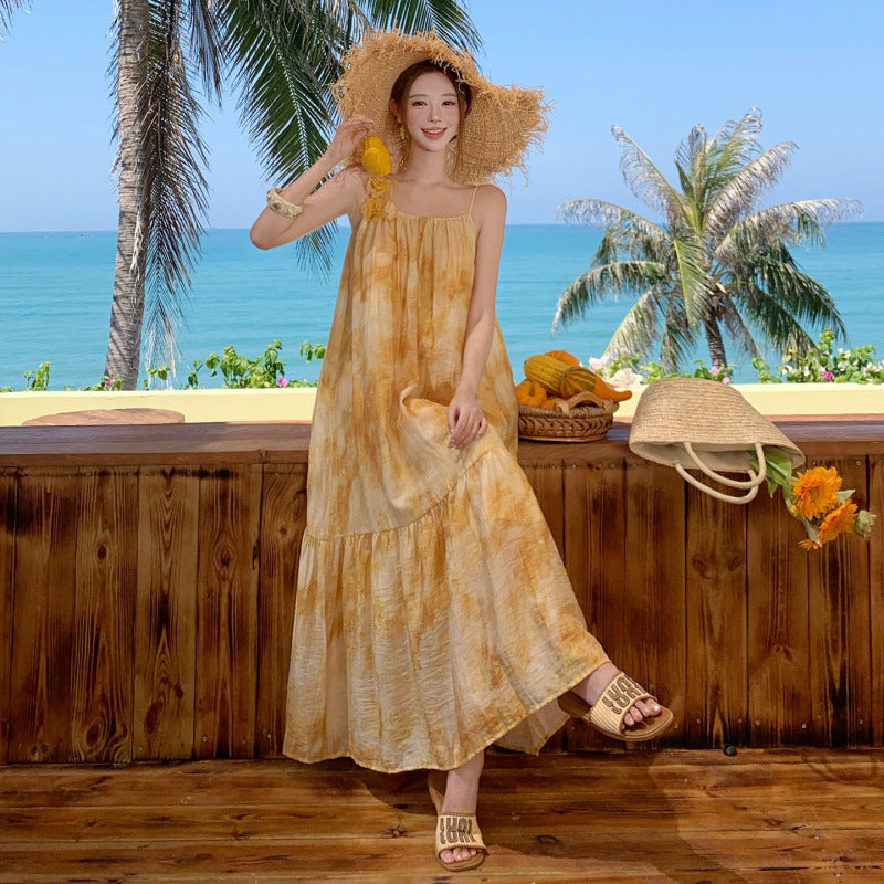 Orange-gold U-Boot-Kleid mit Farbverlauf | LuxeStyle