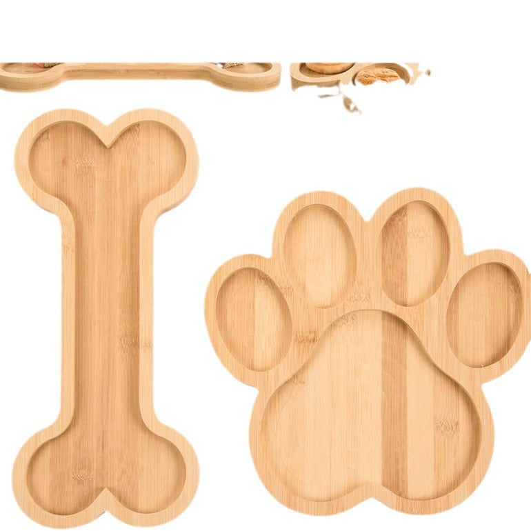 Hundepfote-Knochenteller Holz/Bambus