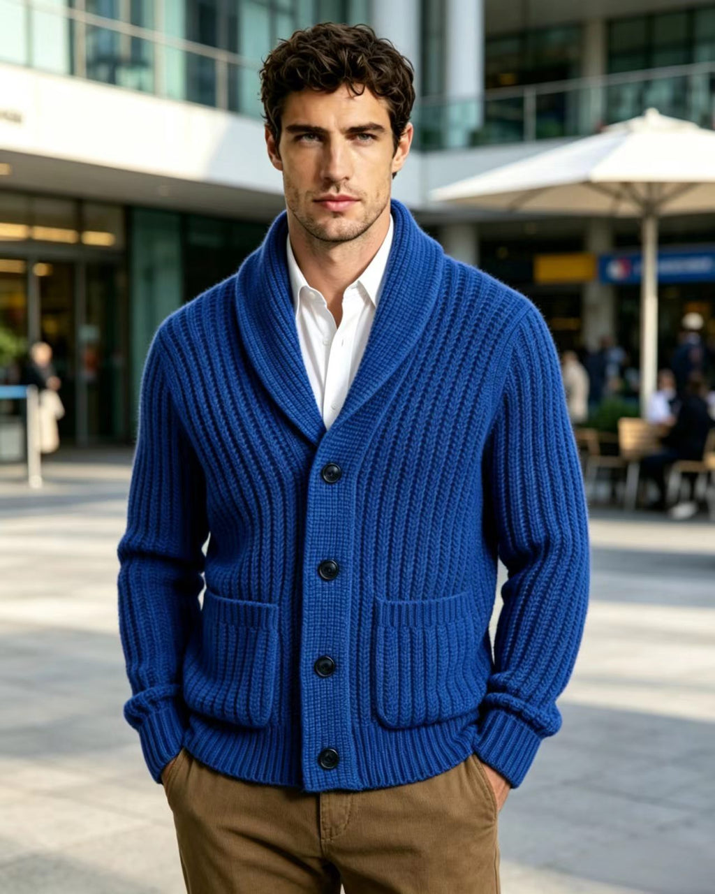 Herren Strick-Cardigan mit Streifen