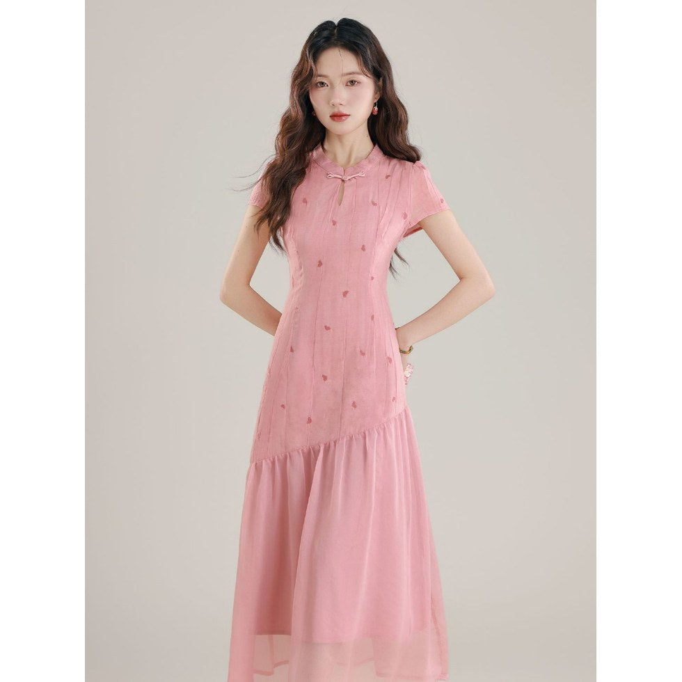 Chinesisches Fake-Zweiteiler Kleid mit Print – Bild 3 | LuxeStyle