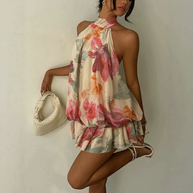 Halterneck-Stufenkleid mit Rüschen | LuxeStyle