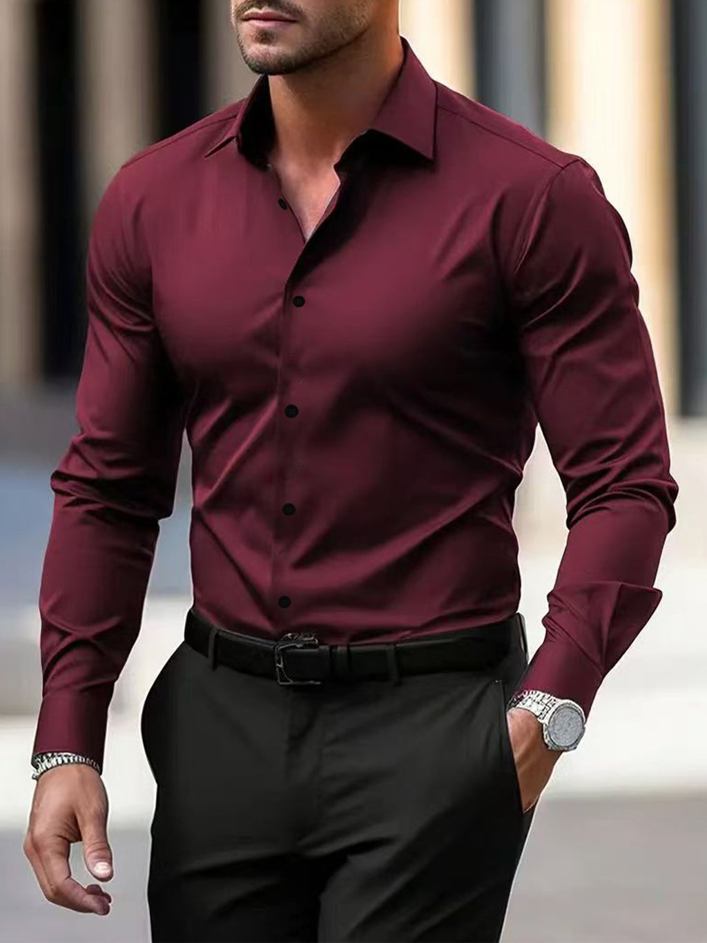 Herren Businesshemd Langarm Slim Fit