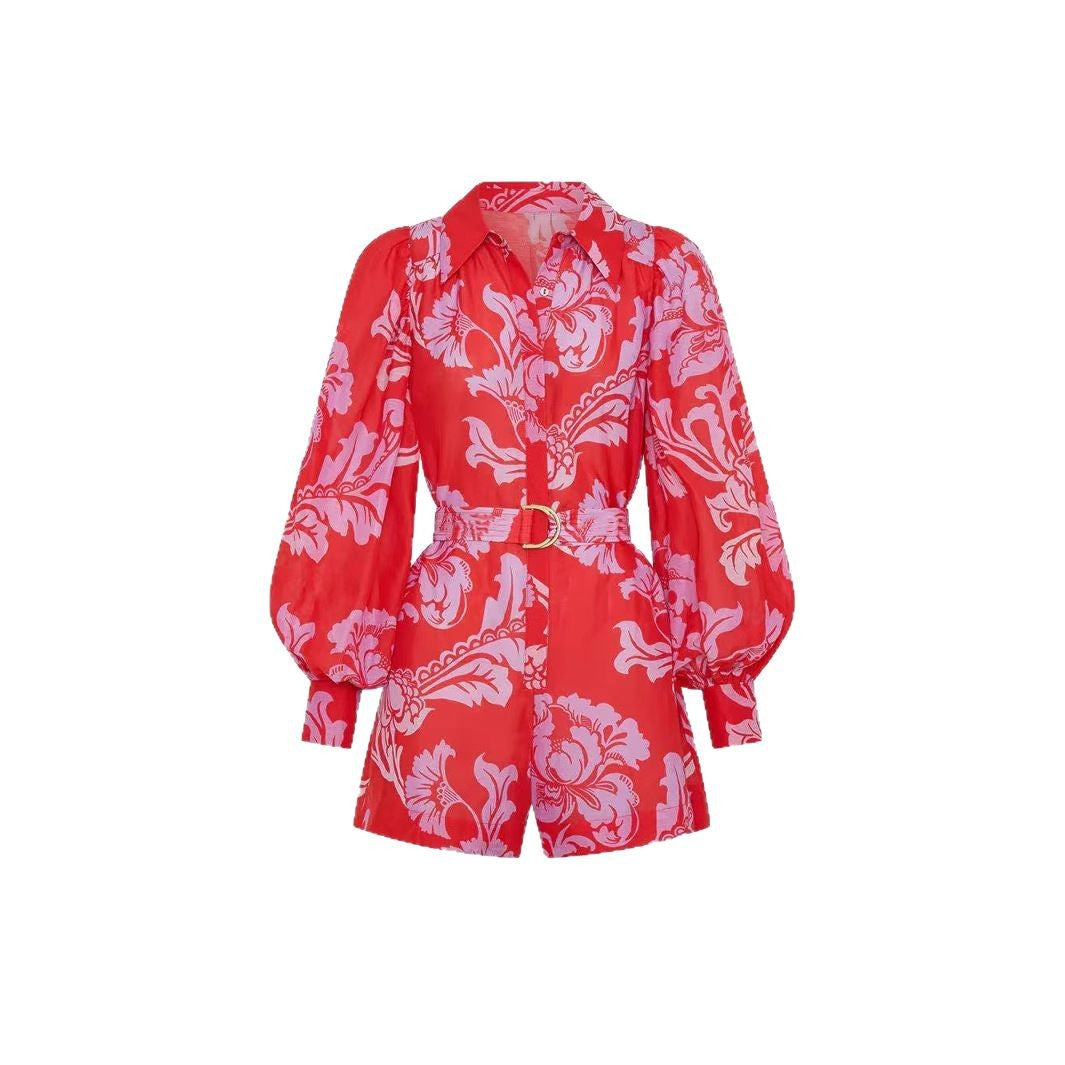 Leinen-Jumpsuit mit Puffärmeln