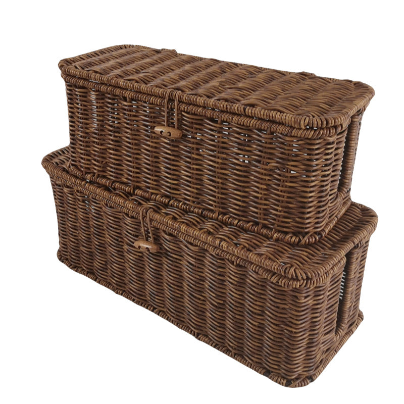 Aufbewahrungskorb mit Deckel im Rattan-Stil – Bild 3 | LuxeStyle