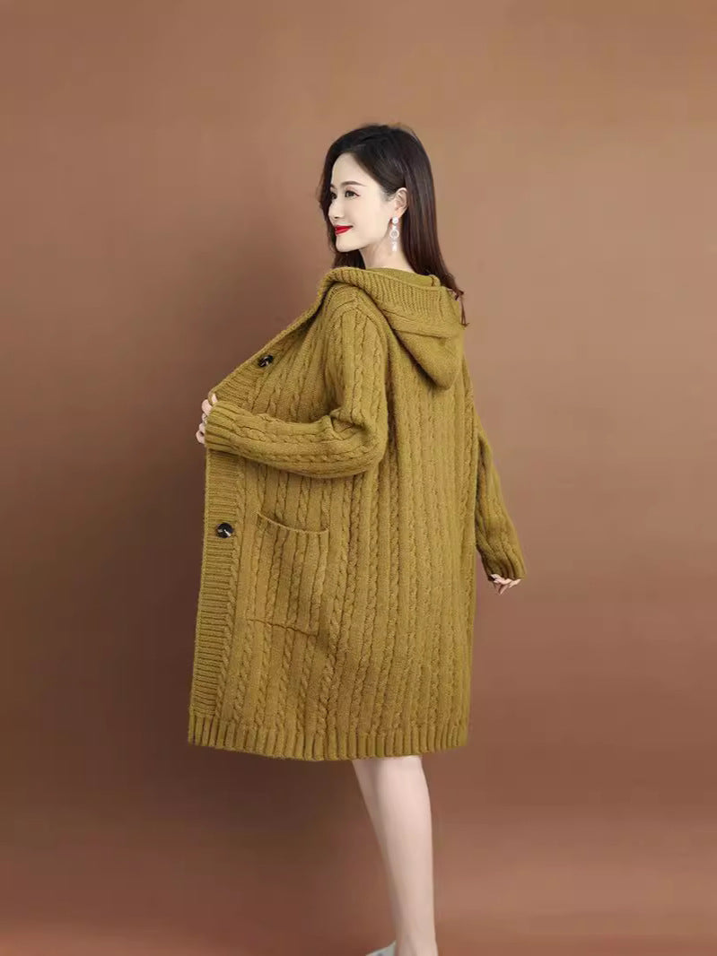 Kapuzen-Strickjacke für Damen