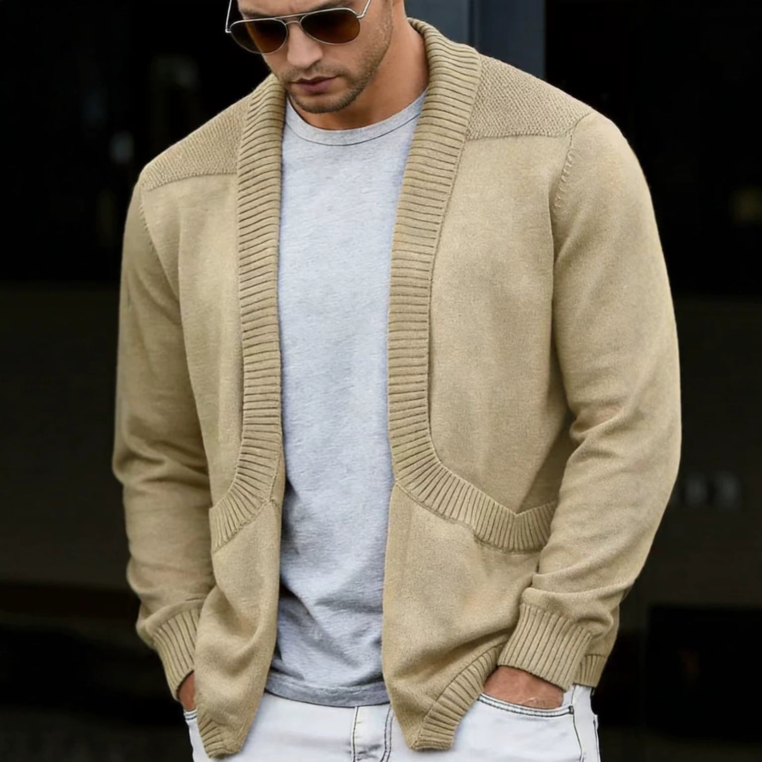 Herren Strick-Cardigan mit Schalkragen