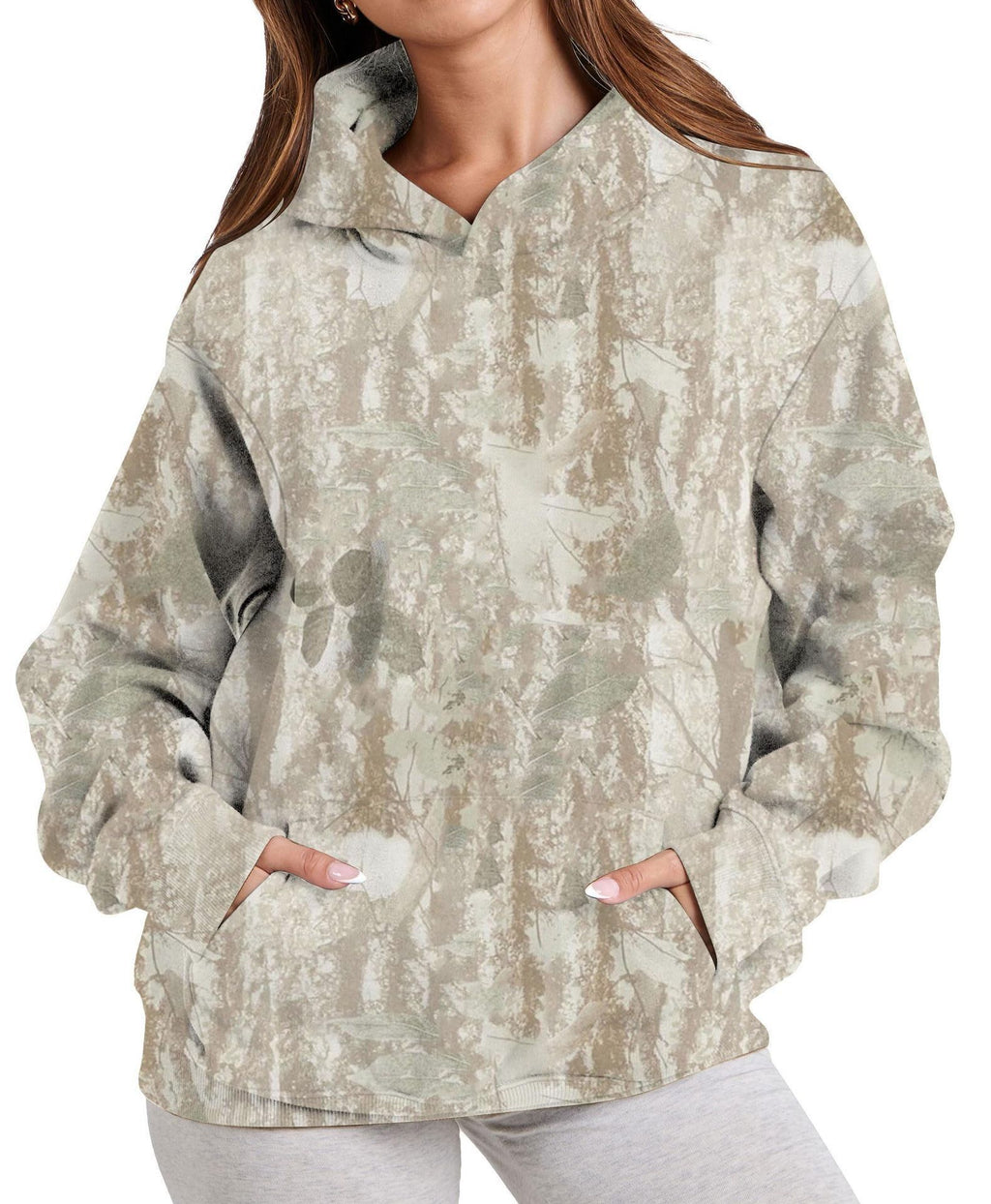 Damen Hoodie mit Ahornblatt-Camouflage-Print