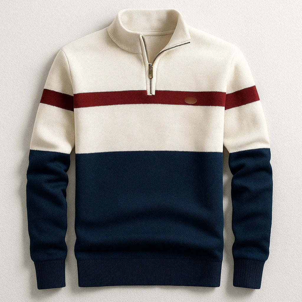 Herren Strickpullover mit Stehkragen und Half-Zip