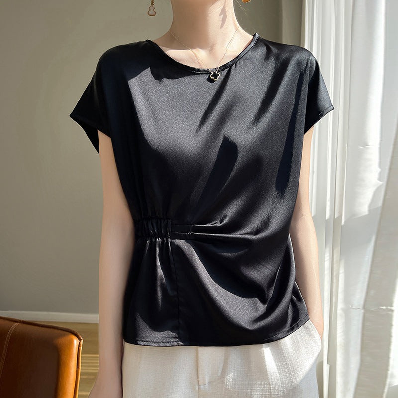 Kurzärmliges Viskose‑T‑Shirt mit Kordelzug – Bild 7 | LuxeStyle