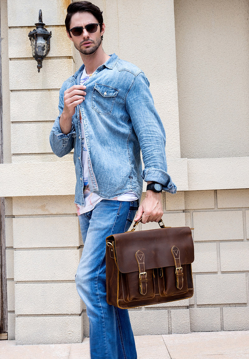 Leder Aktentasche im Retro-Stil für Herren – Bild 2 | LuxeStyle