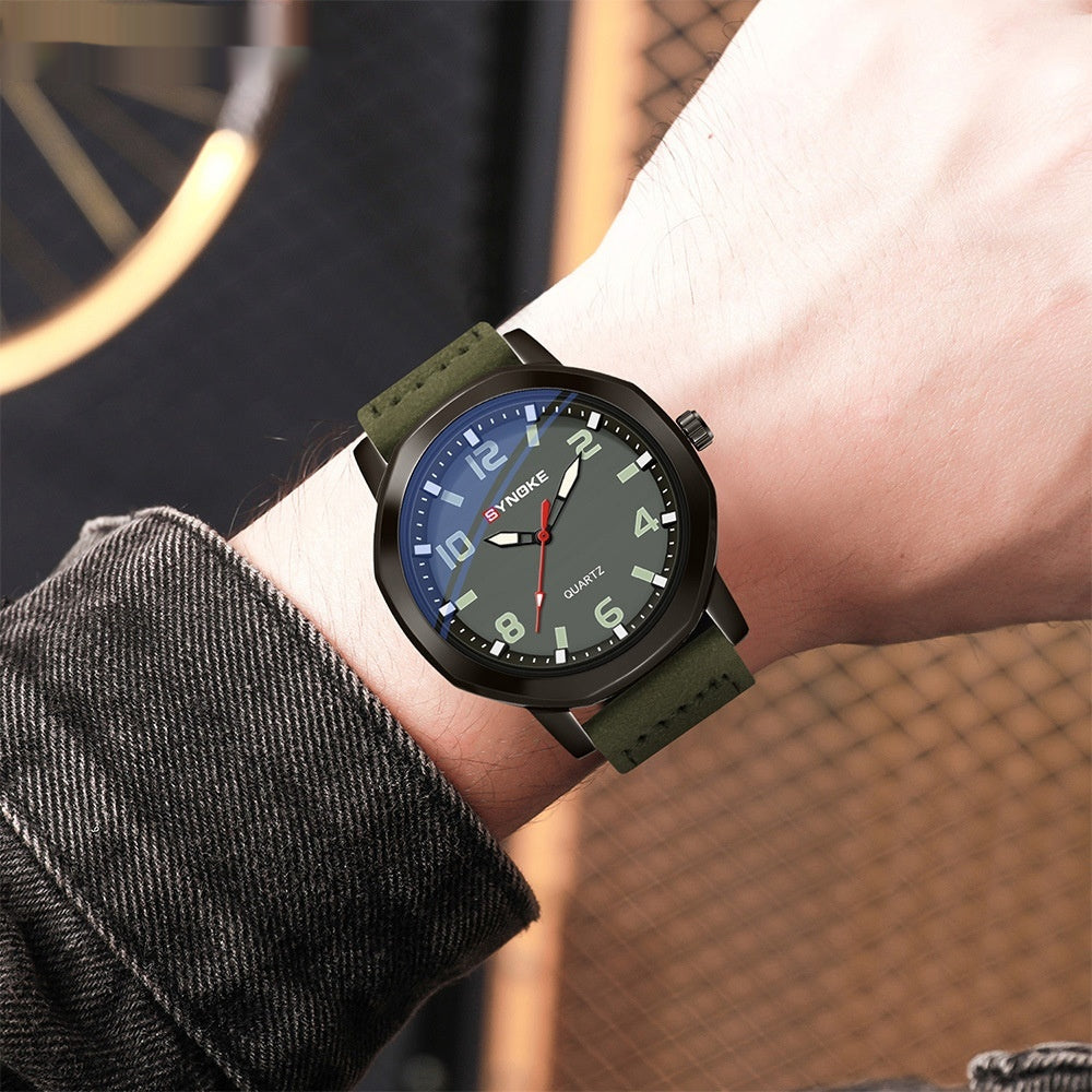 Retro Sportuhr für Herren mit Kunstlederarmband