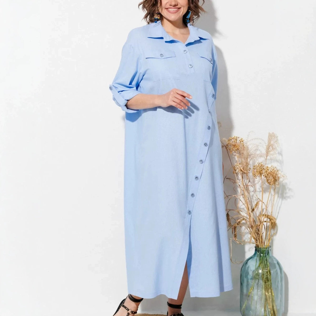 Elegantes Hemdblusenkleid mit Knopfleiste – Bild 10 | LuxeStyle