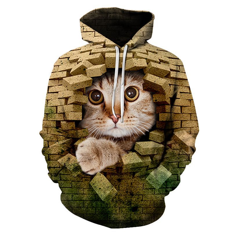 Hoodie mit 3D Digital Katzen-Print für Paare