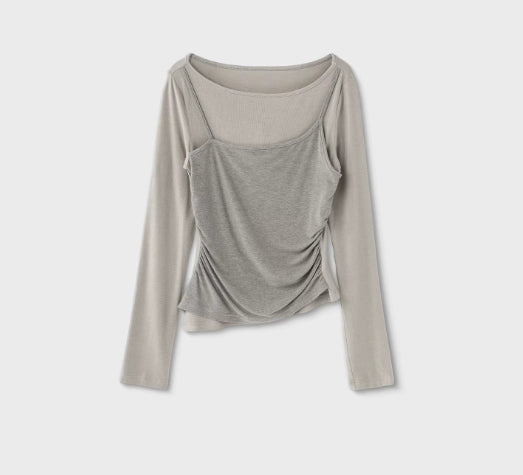 Gefaltetes Langarm-Top im Lagenlook | LuxeStyle