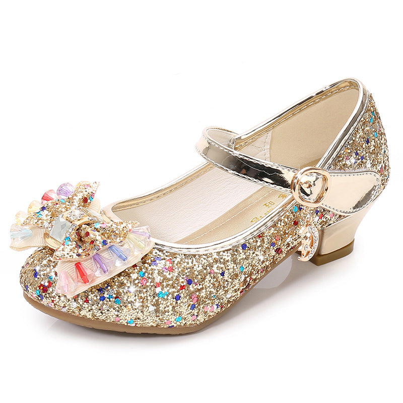 Mädchen Prinzessin Leder Schuhe mit Kristall & Schleife – Bild 7 | LuxeStyle