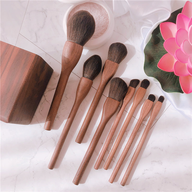 Make-up Pinselset mit Echtholzgriff