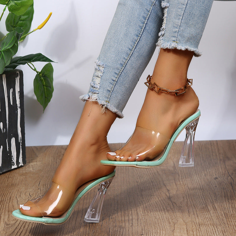 Transparente Mid-Heel Pantoletten mit Kristallzehe – Bild 5 | LuxeStyle