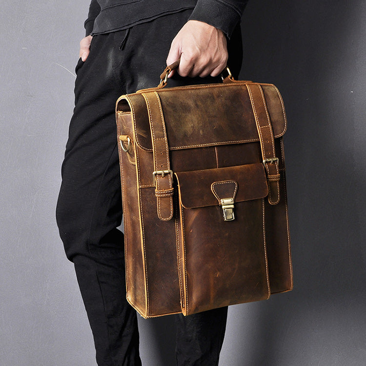 Leder-Rucksack für Herren, braun, 36 × 12 × 30 cm – Bild 4 | LuxeStyle